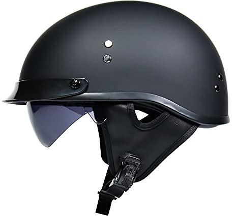 BDTOT Halbschalenhelm Mit ECE Jethelm Retro Visier Motorrad-Helm Brain-Cap Roller Moped Scooter-Helm für Cruiser Chopper