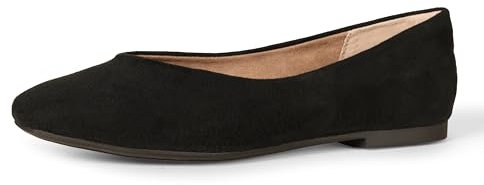 Amazon Essentials Bailarina Cómoda de Punta Cuadrada sin Cordones Mujer, Negro, 38.5 EU