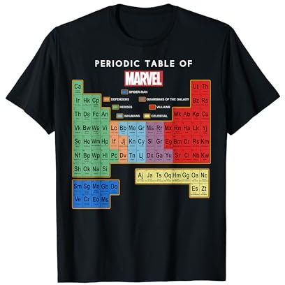 Marvel Ultimate Periodic Table Of Elements Camiseta de manga corta