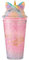Gobelet de voyage licorne avec paille pour boisson glacée et congélateur, tasse avec couvercle pour pique-nique, fête, anniversaire (licorne dormante, rose 2, 450 ml)