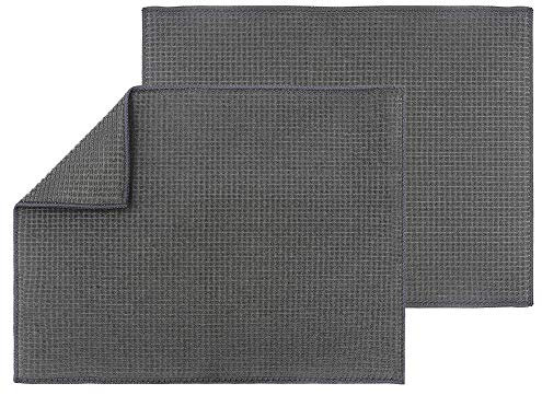 Nuscen Mikrofaser Trockenmatten, Abtropfmatte, 2 Stück Super Saugfähige Tischmatte,Spülbecken-Trockenmatte,Dish Drying Mat,Maschinenwaschbar Für Küche und Spüle 50 cm x 38 cm(Dunkelgrau)