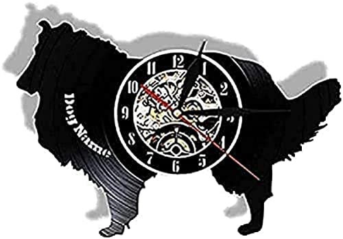 Camera da letto Schnauzer Dog Record Orologio da parete in vinile Rough Collie Razza di cane Cucciolo di cane Regali Art Déco