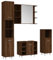 vidaXL Badmöbel Set 4 TLG., Badezimmer Möbel mit viel Stauraum, Badschränke mit Spiegel, Badspiegel Waschbeckenschrank Standschränke, Braun Eichen Optik Holzwerkstoff