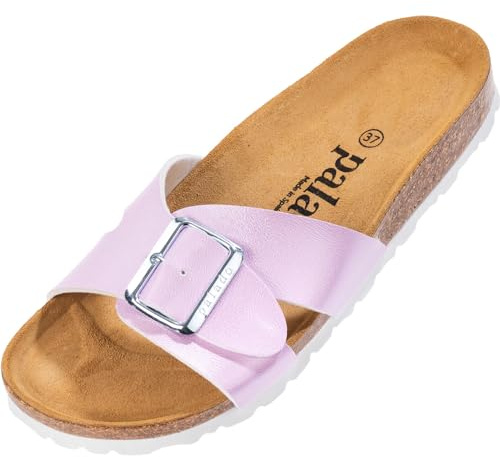 Palado Pantoletten Damen Tinos - bequeme Sandalen Made in Spain - elegante Hausschuhe mit Kork-Fußbett - modische Sommerschuhe
