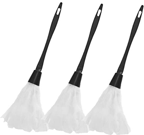 ibasenice Plume Duster for Halloween Desk Duster Handle Reusable Party Cosplay Prop White 3 Pack