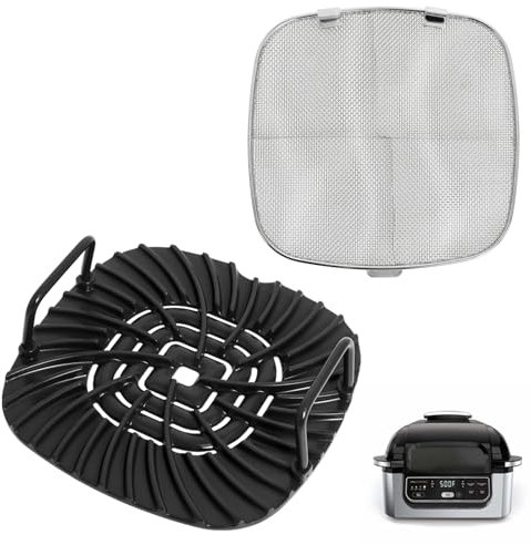 Swess Grill Grate and Replacement Splatter Shield for Ninja AG301 Foodi 5-in-1 Indoor Grill, Non-stick Griddle Stainless Steel Fine Mesh Screen AG300, AG301C, AG302, AG400