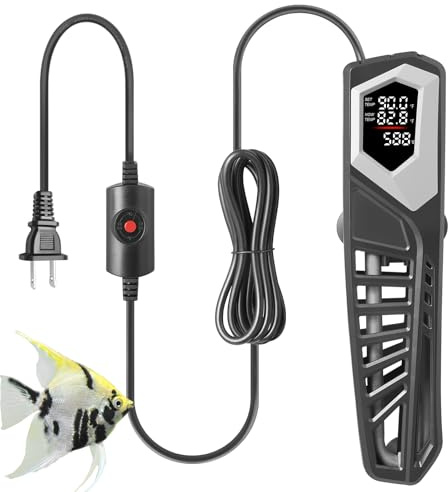 HITOP Chauffage d'aquarium en titane 600 W 800 W – Chauffage numérique pour poissons avec affichage de la température à DEL et contrôleur externe, pour grand aquarium de 800 W