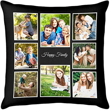 Easycosy personalisierte Fotokissen Bezug selbst gestalten, Doppelseitiger FotoKissen-Bezug mit Fotos & Text selbst gestalten -Foto Geschenke für Frauen zu Weihnachten (40 * 40cm)