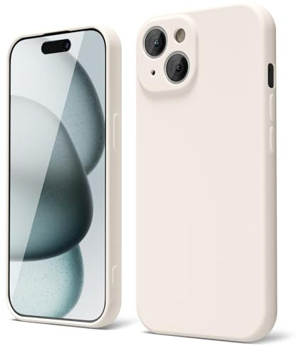 oakxco for iPhone 15 Phone Case Liquid Silicone, Thin Slim Soft Rubber Gel TPU Plain Simple Cover for Women Girl Cute, Matte Solid Color,Beige Stone Cream