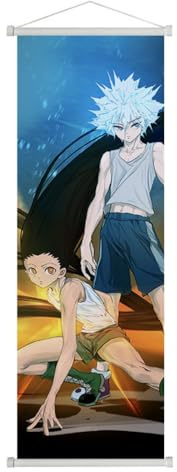 1 x Hunter Anime Scroll-Poster, Wandbehang, geschmiedeter Stoff, Malerei, Dekor (Stil 10)
