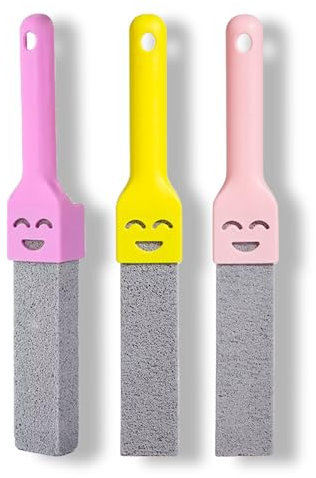 Fychuo Pumice Stone for Toilet Cleaner Brush 3 Pack Toilet Pumice Cleaning Stone with Smiley Handle Replaceable Toilet Bowl Cleaner Limescale Remover for Bathroom Kitchen Sink Pool