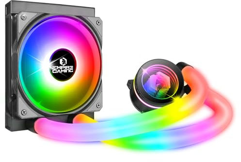 EMPIRE GAMING – Guardian P-W120 Watercooling AIO PC Gamer - Raffreddamento CPU Liquido ARGB 3 Pins 5V - 1x120MM - Intel LGA 1700/1200/115X/1366/2066/2011,AMD AM5/AM4 - Nero