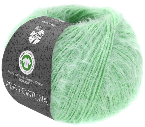 LANA GROSSA Per Fortuna GOTS | Leichtes Sommerflauschgarn mit Baumwolle | Handstrickgarn aus 74% Baumwolle (Bio) & 26% Polyamid | 50g Wolle zum Stricken & Häkeln | 190m Garn FB 48
