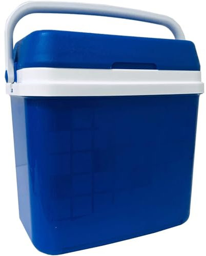 KROWN - Nevera Portátil Térmica, Azul y Blanco, Polipropileno, Ideal para Actividades al Aire Libre en el Jardín, Camping, Barbacoas, Picnic, Playa, Capacidad 32 L.