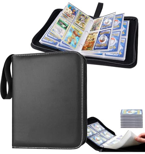 SUIXI Sammelkarten-Album für 480 Karten - Mit 60 doppelseitigen, herausnehmbaren 4-Taschen-Seiten, Perfekt für Trading Cards