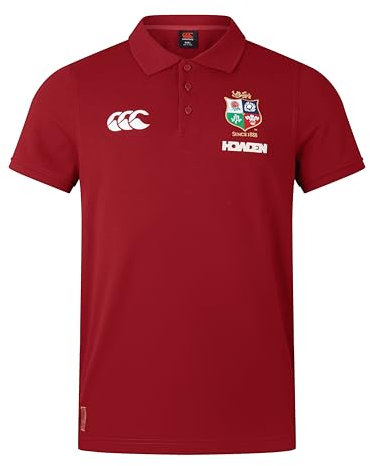 Canterbury Herren Pique Polo Shirt | Cotton Blend | Official British & Irish Lions Licensed Product Polohemd, Rote Dahlie, M
