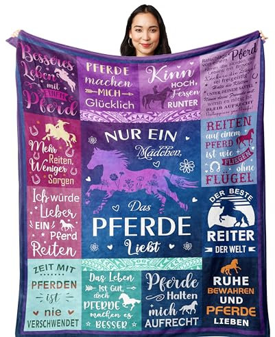 Yesbird Pferde Mädchen Geschenk, Pferde Sachen, Geschenk Pferdeliebhaber, Pferde Geschenke für mädchen, Geschenke für Mädchen/Freundin/Mutter/Tochter Decke 150x130CM