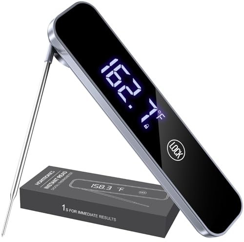 Termómetro Cocina, Homtronics Termómetros Alimentos Digital de Lectura instantánea de 1s, 180° Reversible Retroiluminación y Calibración, ° C / ° F Conmutable para Carne, BBQ, Comida, Horno, Liquidos