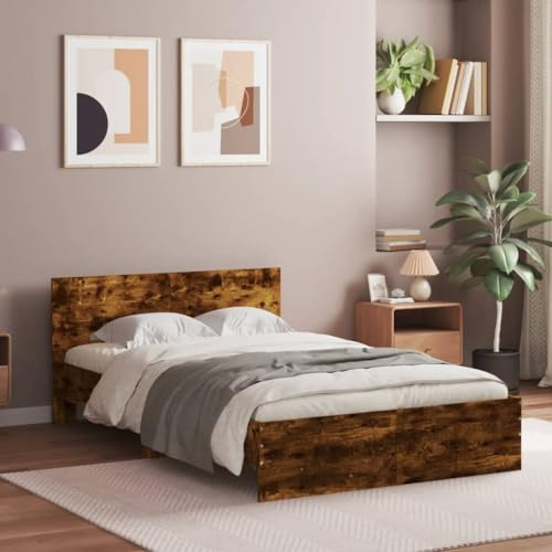 ZQQLVOO Betten, bettrahmen & lattenroste Schrankbett Polster kopfteil Bettgestell mit Kopfteil Räuchereiche 120x200 cm
