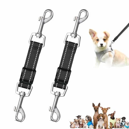 2 Stück Sicherheits-Glieder von Halsband zu Geschirr, verstellbare doppelseitige Leine für Hundegeschirr, Haustierhalsbandverbinder, doppelte Hundeleine für Haustiere, Welpen, 2 Stück