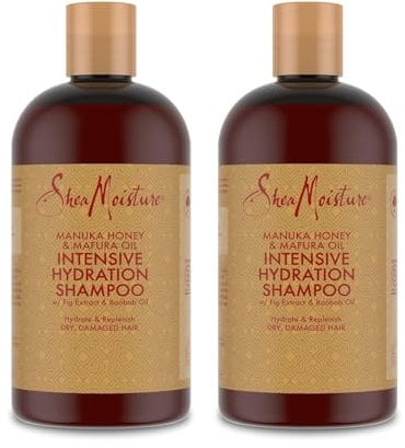 SheaMoisture Shampooing Intensive Hydration pour cheveux secs et abîmés Miel de Manuka et Huile de Mafura 2 x 384 ml