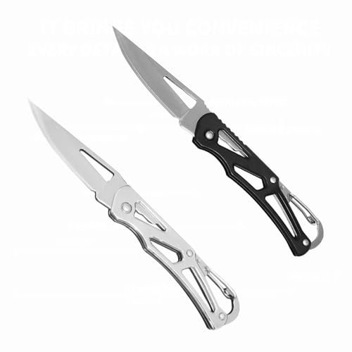 XUDIY 2 Pcs Pocket Knife, 2.36 Survival Stainless Steel Folding Knives UK Legal Grey Finish, Stylish High Performance, Non Locking EDC Blade, Portable for Camping Hiking Backpacking