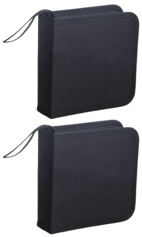 YSJCHEBS Borsa per CD Nera da 2 Pezzi, Scatola per CD, Borsa per CD in Tessuto Oxford per Auto, Pratica Custodia per Dvd, Scatola Porta CD da 40 capacità