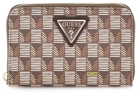 GUESS Damen G Wave SLG Medium Zip Around Handtasche Braunes Logo, Braunes Logo, One Size, G Wave SLG Medium Zip Around