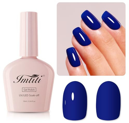 Imtiti Deep Blue Gel Nail Polish, LED UV Dark Blue Nail Gel Kit for Women & Girls, DIY Nail Art Starter Manicure Salon Kit, 10ML