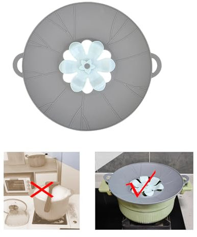 Spill Stopper Lid Cover, Boil Over Safeguard, Silicone Pot Lid, 10.2 Spill Stopper, Microwave Cover For Food, Safe, Soft, Heat-Resistant, Easy Clean(Grey)