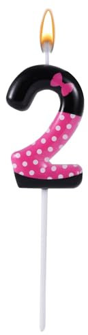 Rosa-Schwarz Geburtstagskerzen für Mädchen, Cartoon-Maus Zahlenkerze Kuchenaufsätze Süße Cupcake-Dekoration Geburtstagsdekorationen mit Rosa Mausmotiv Partyzubehör (Nummer 2)