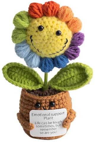 BAGUBDR Sunflower Emotional Support Gift, Funny Emotional Support Plant Yellow Crochet Plants Suitable Home Decor Garden Ornaments Indoor Plant Displays Party Decorations