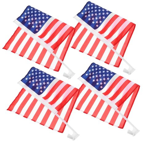 HANABASS 4 Stück Amerikanische Flagge Auf Dem Auto Sonnenschutz Auto Fenster Logo Dekorative Autofahne Flaggen Der Autoparade Windschutzscheibe Fahrzeuge Fahnenstange Lkw-flaggen Polyester
