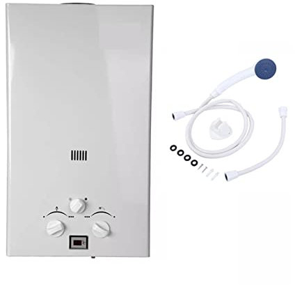 Water Heater for Bath LPG Propane Gas Hot Water Heater Butane Gas Tankless Instant RV Boiler with Shower Kit Indoor Whole House Water Heater Hospitals, Schools and Care Homes(10L)