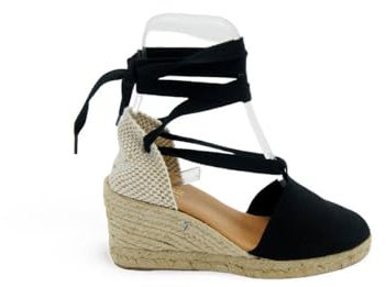 Pinaz Espadrillas in Tela con Zeppa Corda Nero 100/5 (Nero, Sistema Taglie Calzature EU, Adulto, Numero, Media, 39)