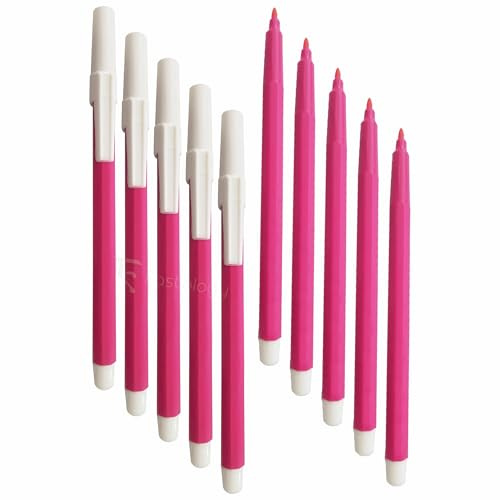 Single Colour Fineliner Colouring Pens, PINK, Fine Point, Pack of 10, Writing Pens, Write Sketch Mark Draw, School Office Home Use, iVAIDEX