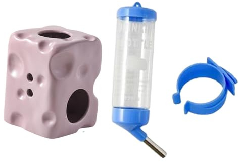 Colcolo Hamster Water Bottle with Ceramic Holder 125ml Bottle for Glass Tank Accessories Multifunctional Adjustable Height, Purple