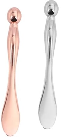 DECOMELODY 2 Stück Teiliges Augencreme Massagegerät aus Roségold und Silber Effektiver Eye Massager Stick mit Spatel Ende Augenringe und Schwellungen für Hauttypen Geeignet Leicht und