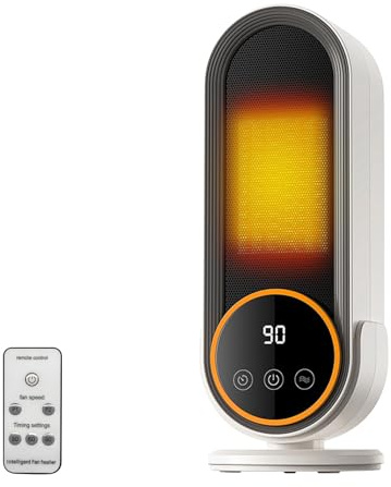 Journeyside Termoventilatore Ceramica,Stufetta Elettrica con 2 Impostazioni Temperatura,Termoventilatore Energetico Timer da 30/60/90Mins,Doppie Sicurezza,Riscaldatore Energetico per Ufficio e Camera