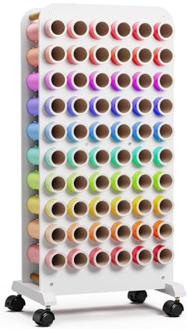 Garvee Vinylrollenhalter Bastelwagen, Mobiler Organizer für Vinylrollen & Plotter-Zubehör, Aufbewahrungsregal aus MDF für Bastelzimmer & Atelier, 86cm Hoch, Weiß