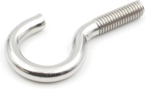 Design61 Gebogene Edelstahl Schraubhaken Wandhaken mit Gewinde Einschraubhaken Haken zum Einschrauben für Wand & Decke zur Befestigung (M6 x 60 mm, 10, stück)