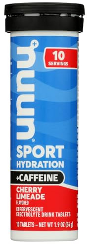 Nuun Sport + Caffeine: Electrolyte Drink Tablets, Cherry Limeade, 1 Tube (10 Servings)