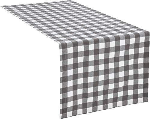 REDBEST Tischläufer, Tischdecke Landhaus karo Nashville grau Größe 40x170 cm - strapazierstark, langlebig, glattes Gewebe, mit Kuvertsaum (weitere Farben, Größen)