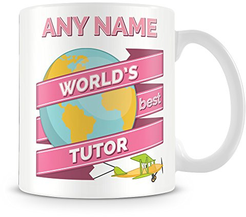 MUGGZ Tutor Mug - Personalised Cup Gift - Add Name - Worlds Best Banner Design Pink