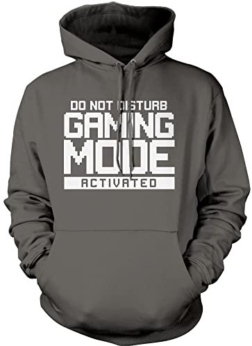HotScamp Do Not Disturb Gaming Mode Activated Unisex Adults and Kids Hoodie - Gamer Console Teen Online Games Addict Grey X-Large