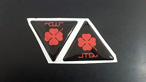 KIT 2 STICKERS ADESIVI 3D RESINATI COMPATIBILI PER ALFA ROMEO QUADRIFOGLIO JTDM A-148 (Rosso, 6 cm)