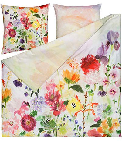 ESTELLA Mako-Satin Bettwäsche Garden Multicolor 1 Bettbezug 155 x 220 cm + 1 Kissenbezug 80 x 80 cm