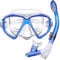 Dorlle Schnorchelset Schnorcheln Set mit Schnorchel und Taucherbrille，wasserdichte Tauchmaske Anti-Fog Anti-Leck aus Gehärtetem Glas，mit 3-Kanal Premium Dry Schnorchel für Erwachsene,Klar/blau