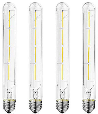 4 Stück LED T30 E27 4W Filament Glühbirne Edison Vintage Dekorativen Rohrförmige Glühlampe Birne kaltes Weiß Licht 6000K,360°Abstrahlwinkel AC220-240V