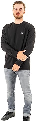 Calvin Klein Uomo Felpa CK Essential Senza Cappuccio, Nero (CK Black), XS